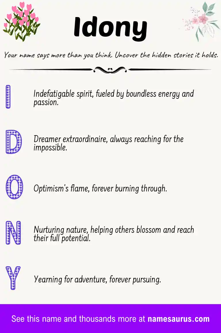 Acrostic poem about Idony.