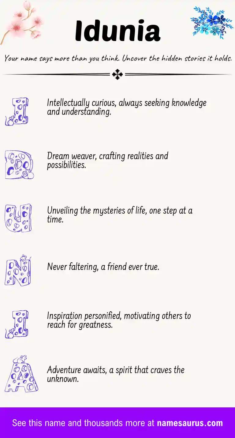 Acrostic poem about Idunia.