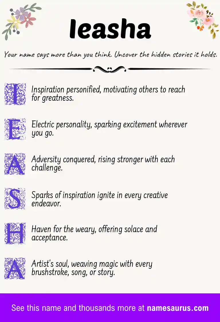 Acrostic poem about Ieasha.