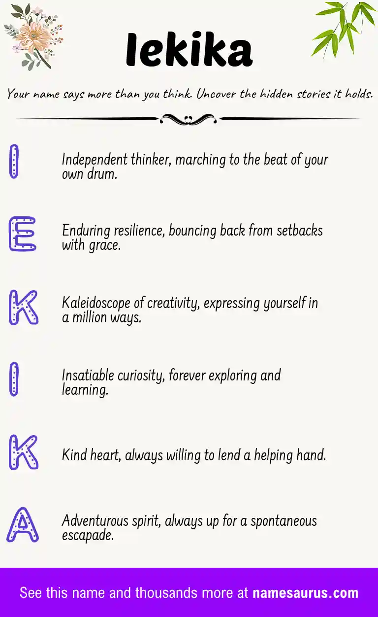 Acrostic poem about Iekika.
