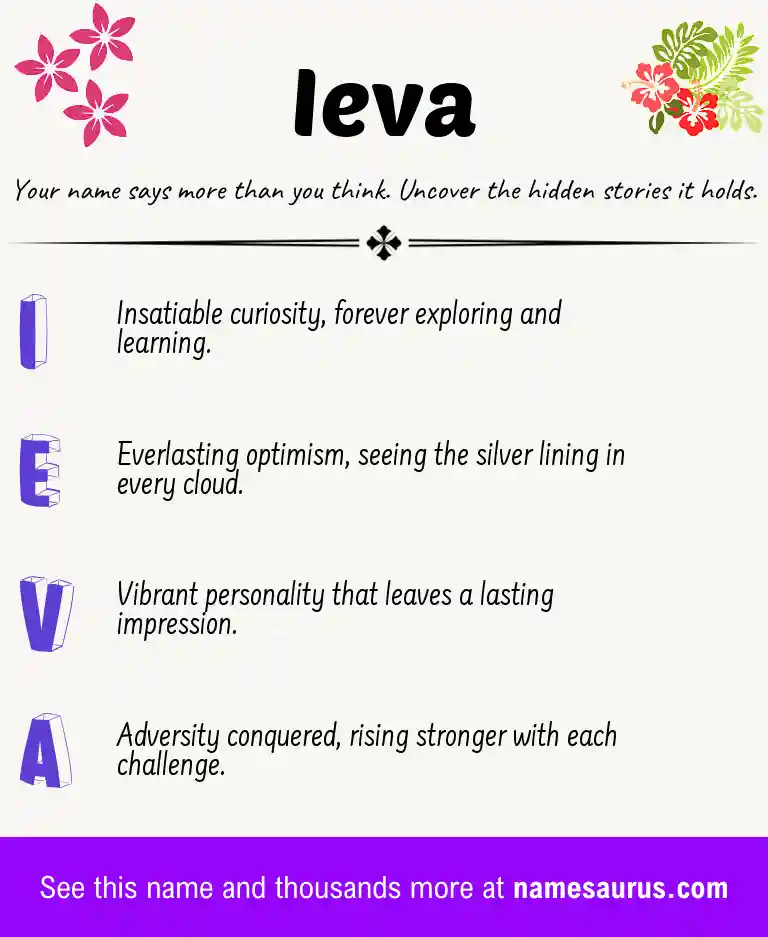 Acrostic poem about Ieva.