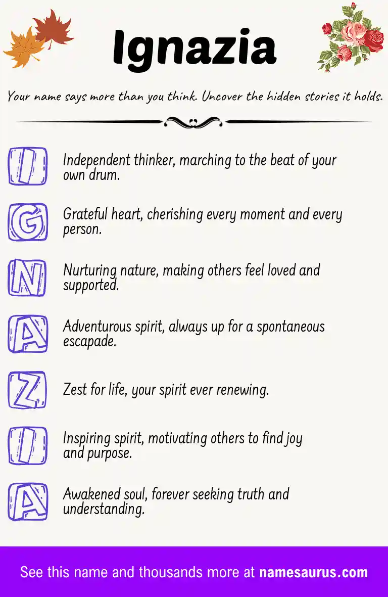 Acrostic poem about Ignazia.