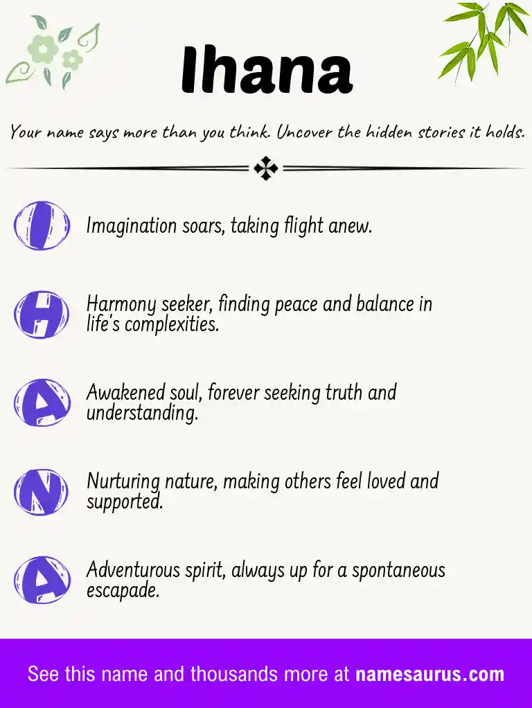Acrostic poem about Ihana.