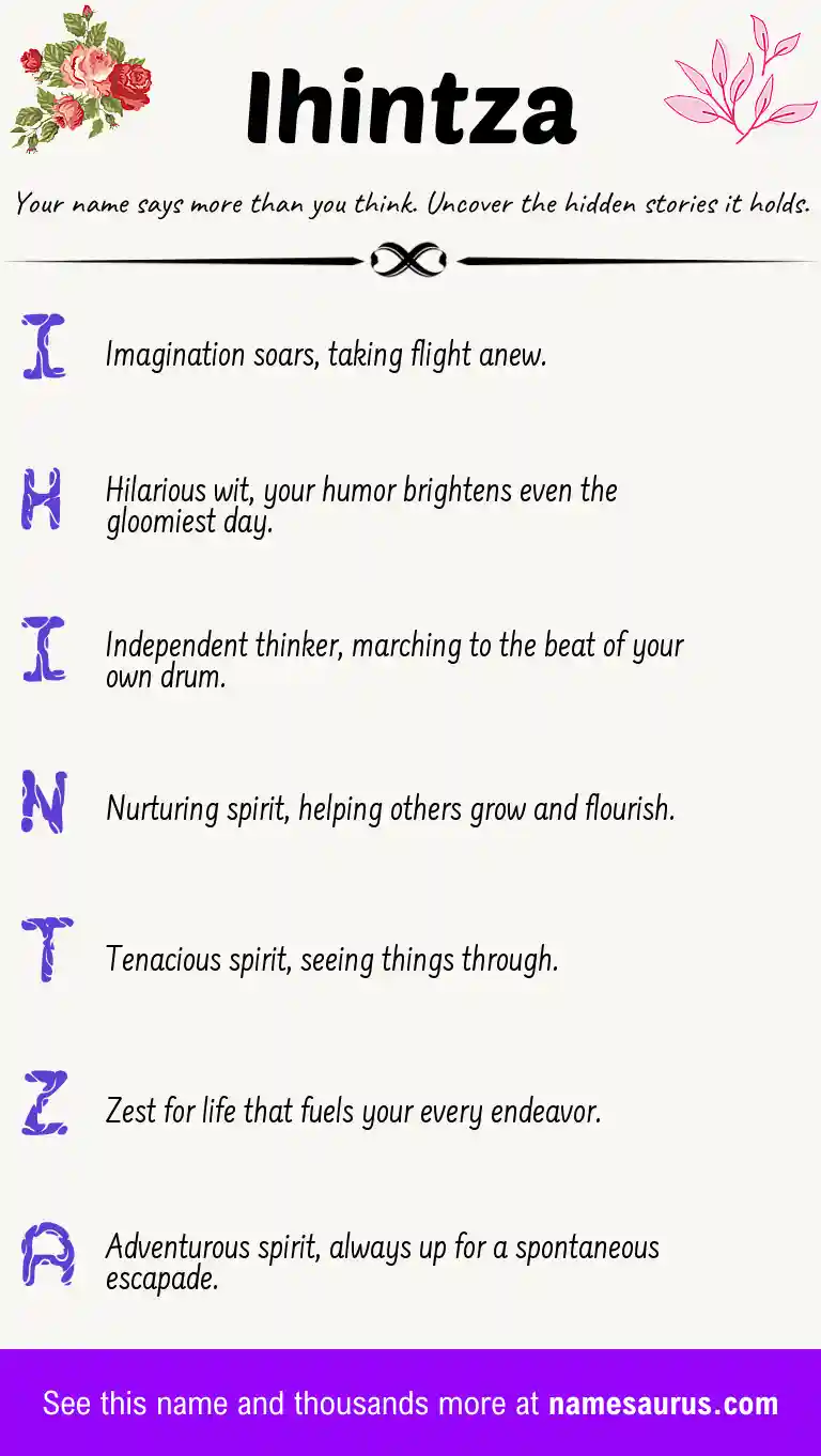 Acrostic poem about Ihintza.