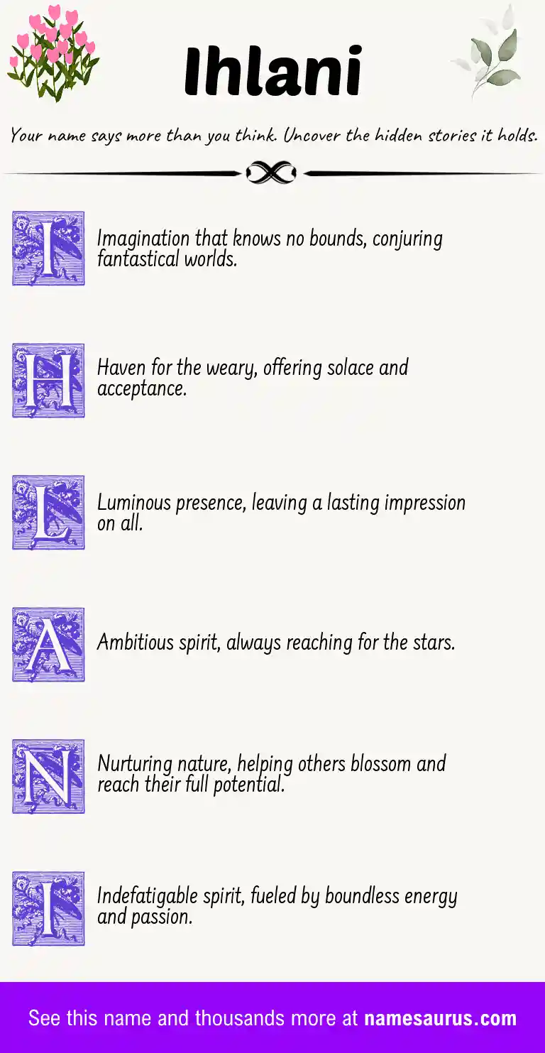 Acrostic poem about Ihlani.