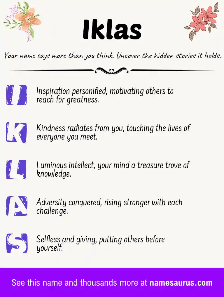 Acrostic poem about Iklas.