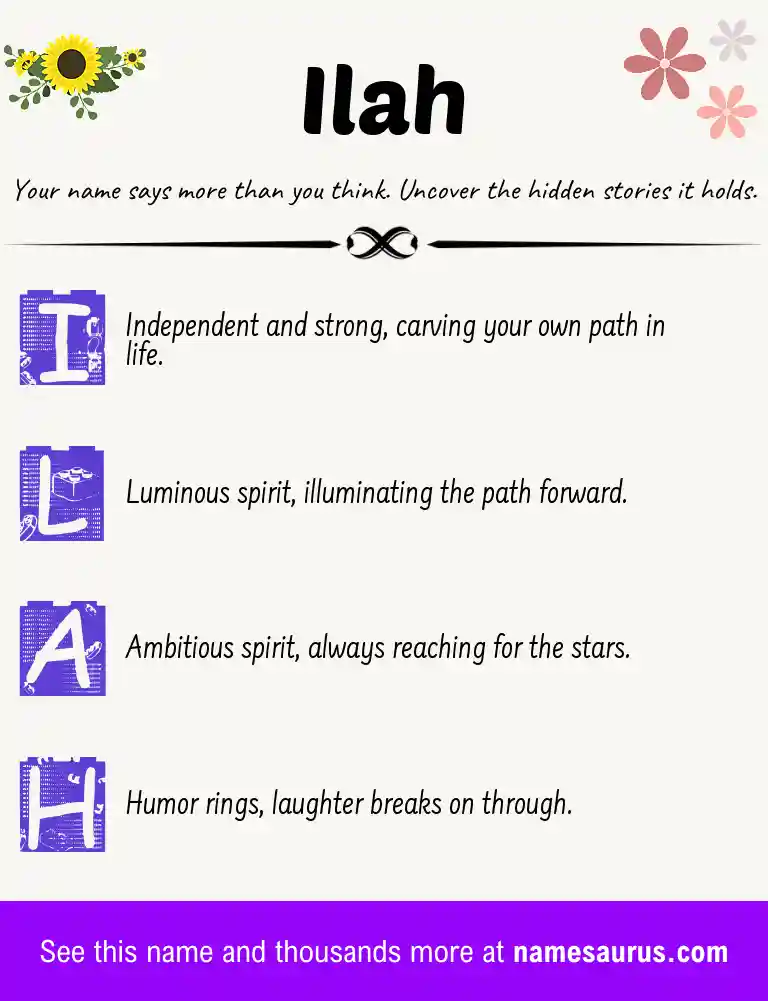 Acrostic poem about Ilah.