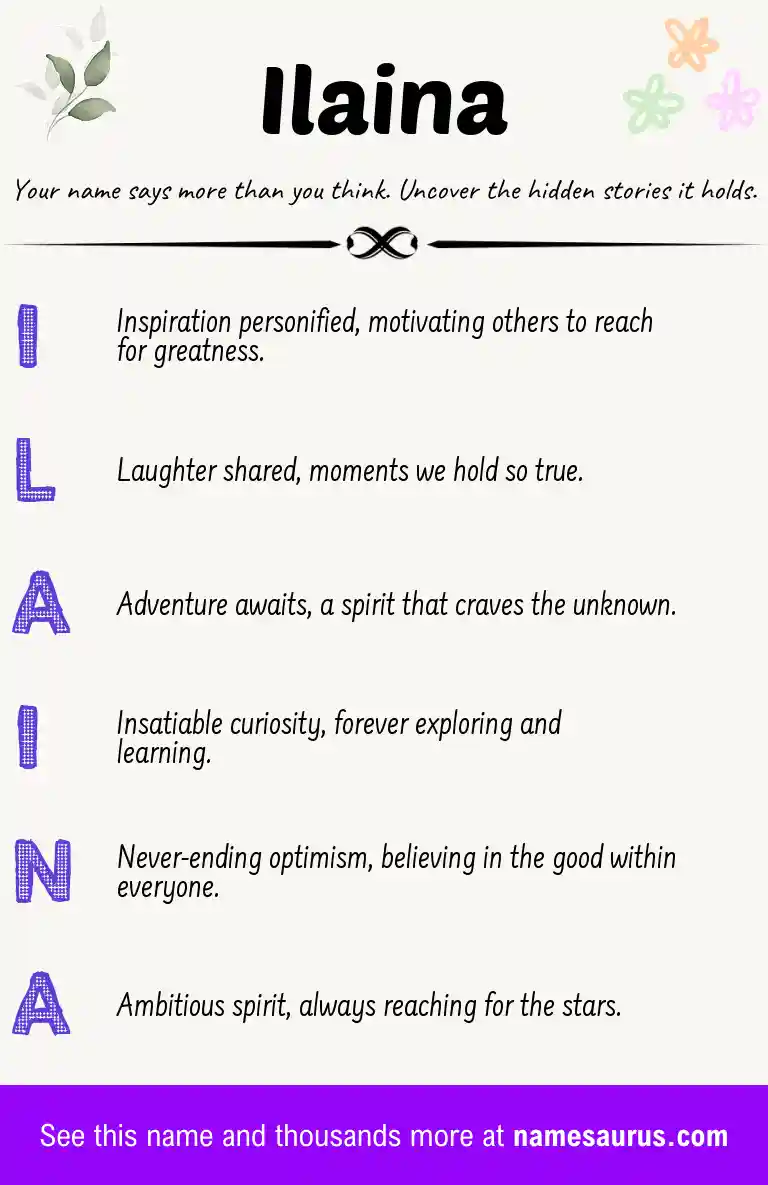 Acrostic poem about Ilaina.