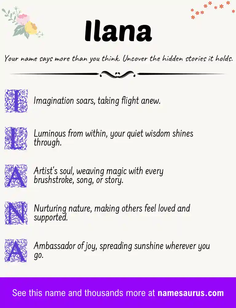 Acrostic poem about Ilana.