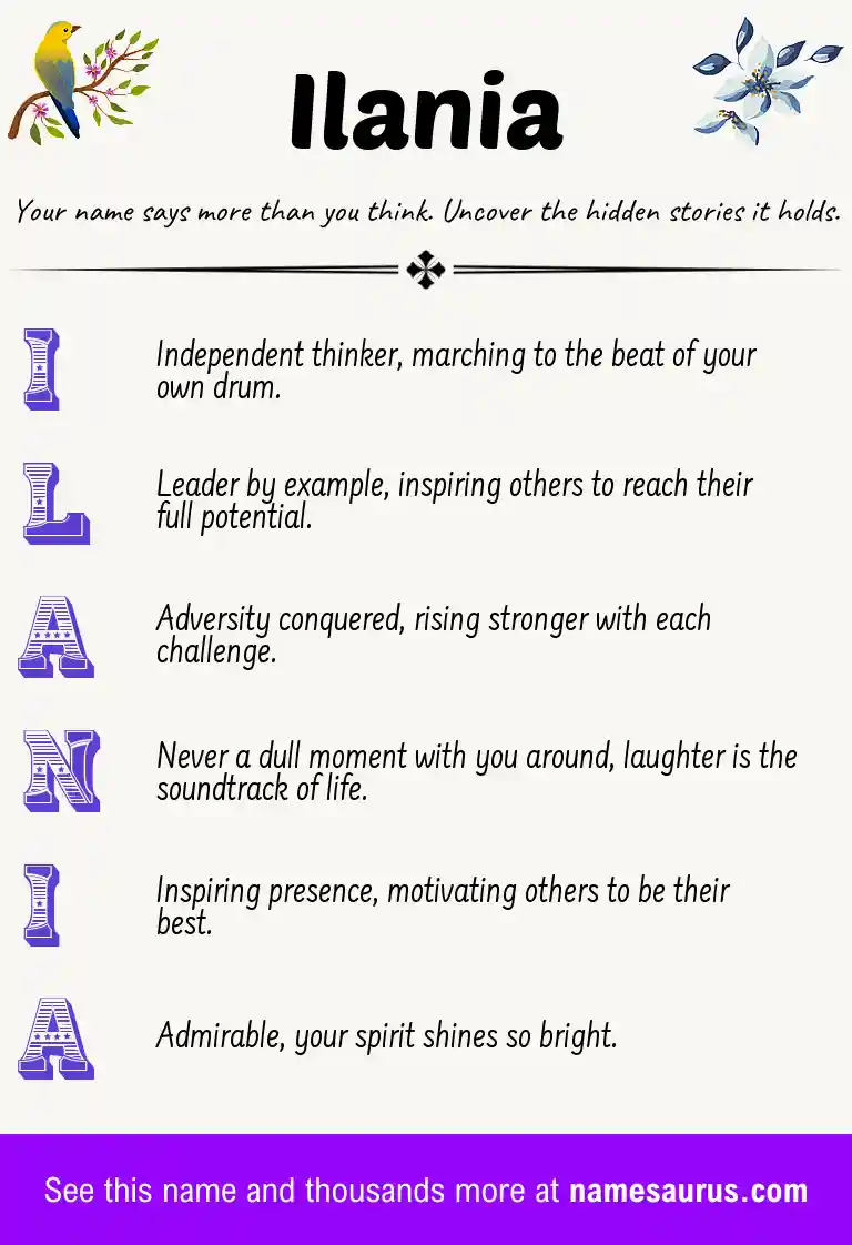 Acrostic poem about Ilania.