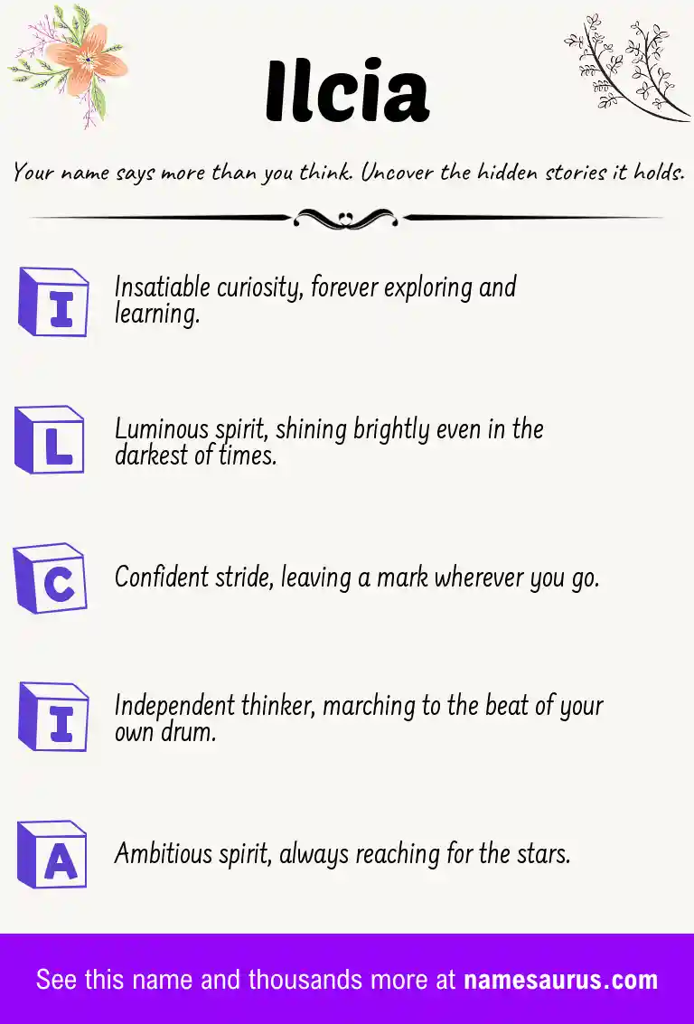 Acrostic poem about Ilcia.