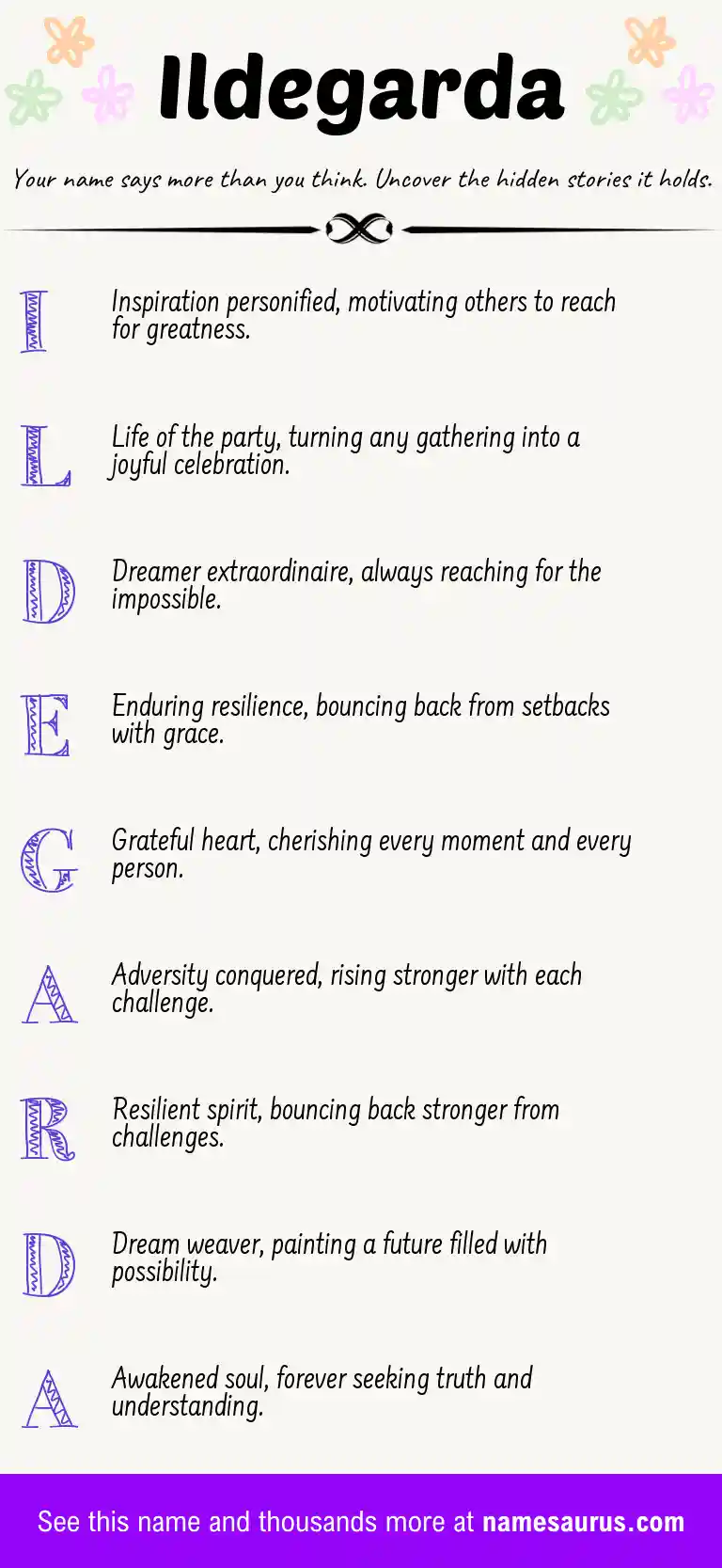 Acrostic poem about Ildegarda.