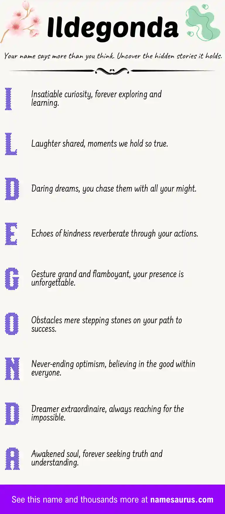 Acrostic poem about Ildegonda.