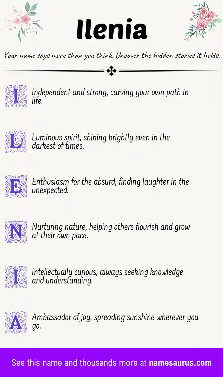 Acrostic poem about Ilenia.