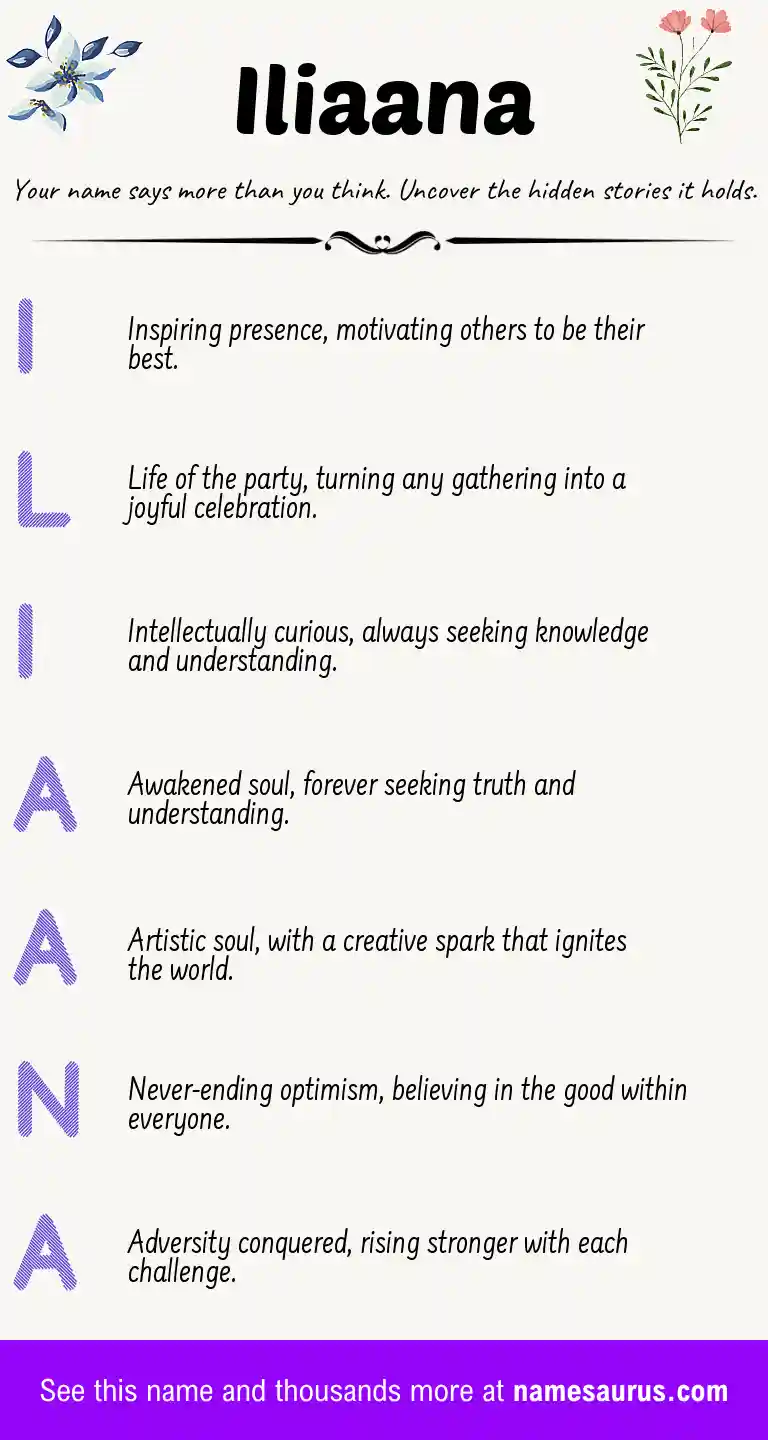 Acrostic poem about Iliaana.
