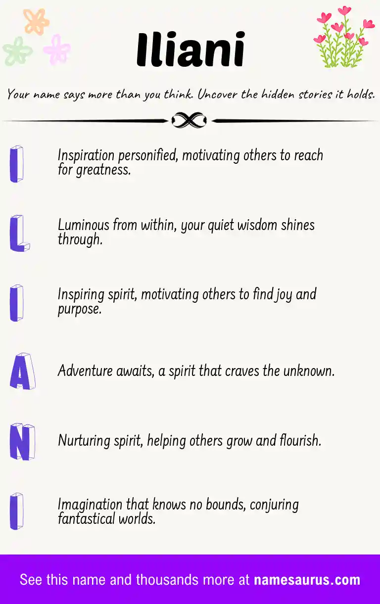 Acrostic poem about Iliani.