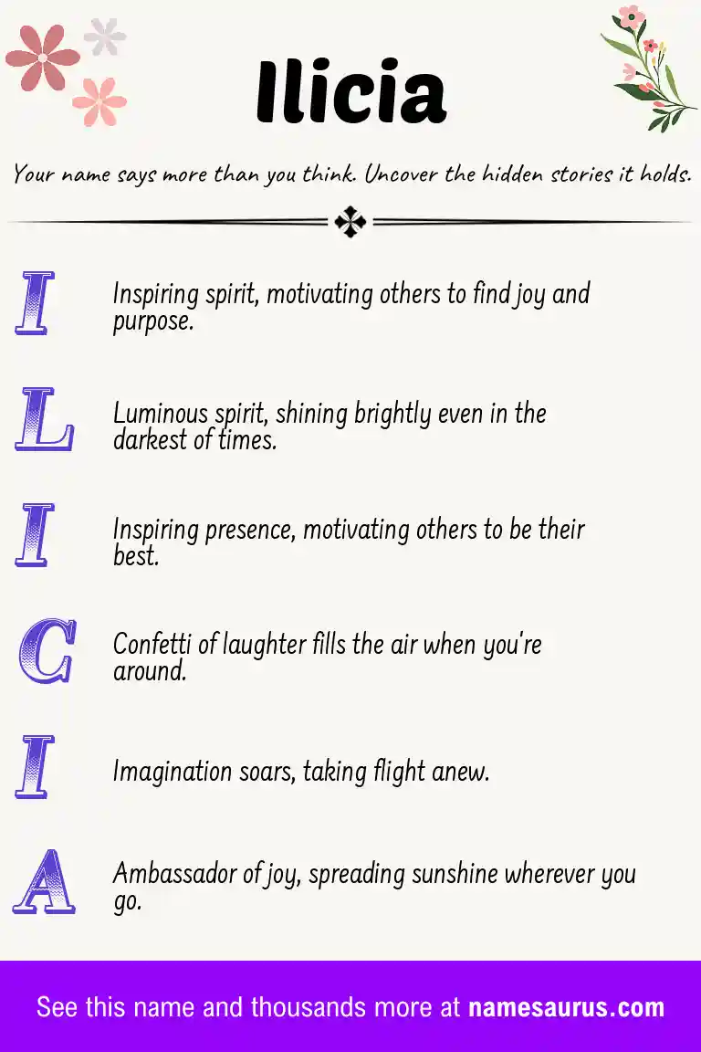 Acrostic poem about Ilicia.