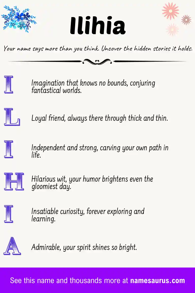 Acrostic poem about Ilihia.