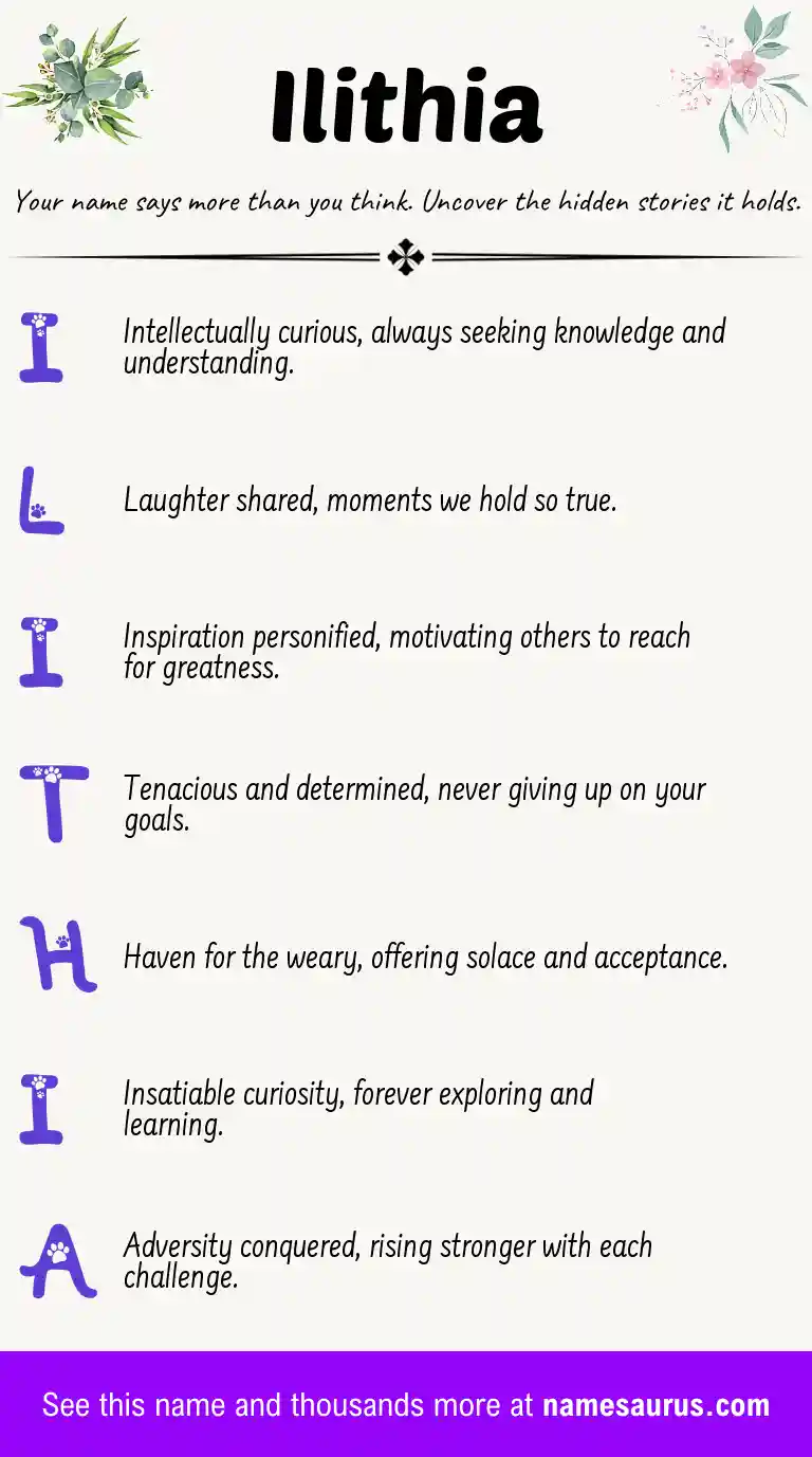 Acrostic poem about Ilithia.