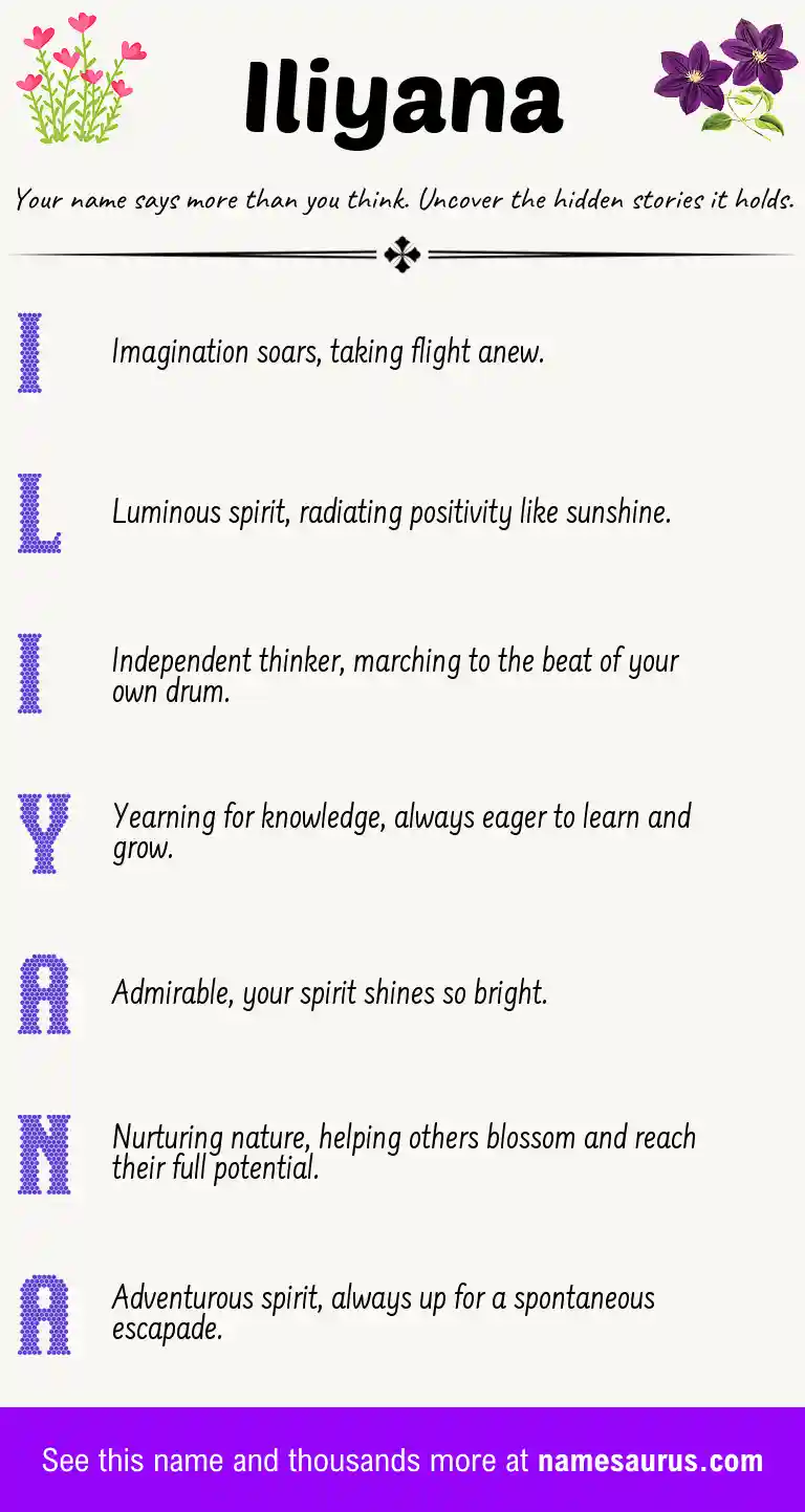 Acrostic poem about Iliyana.