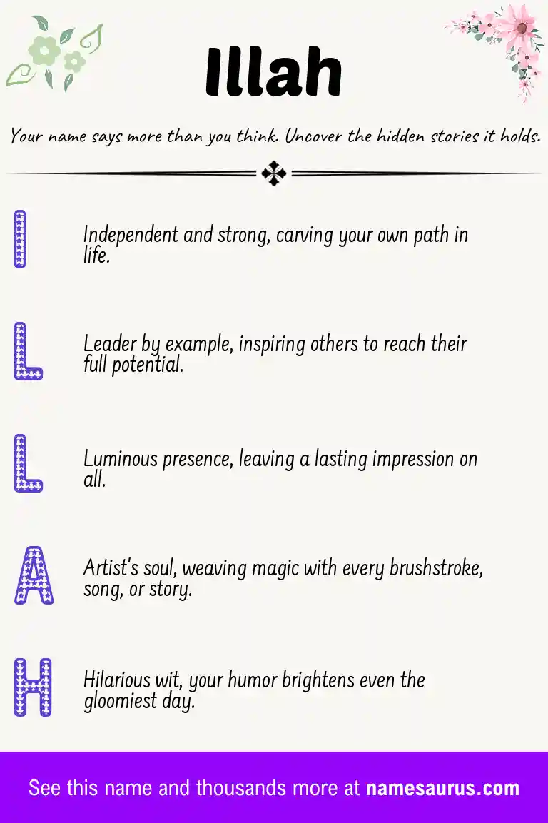 Acrostic poem about Illah.