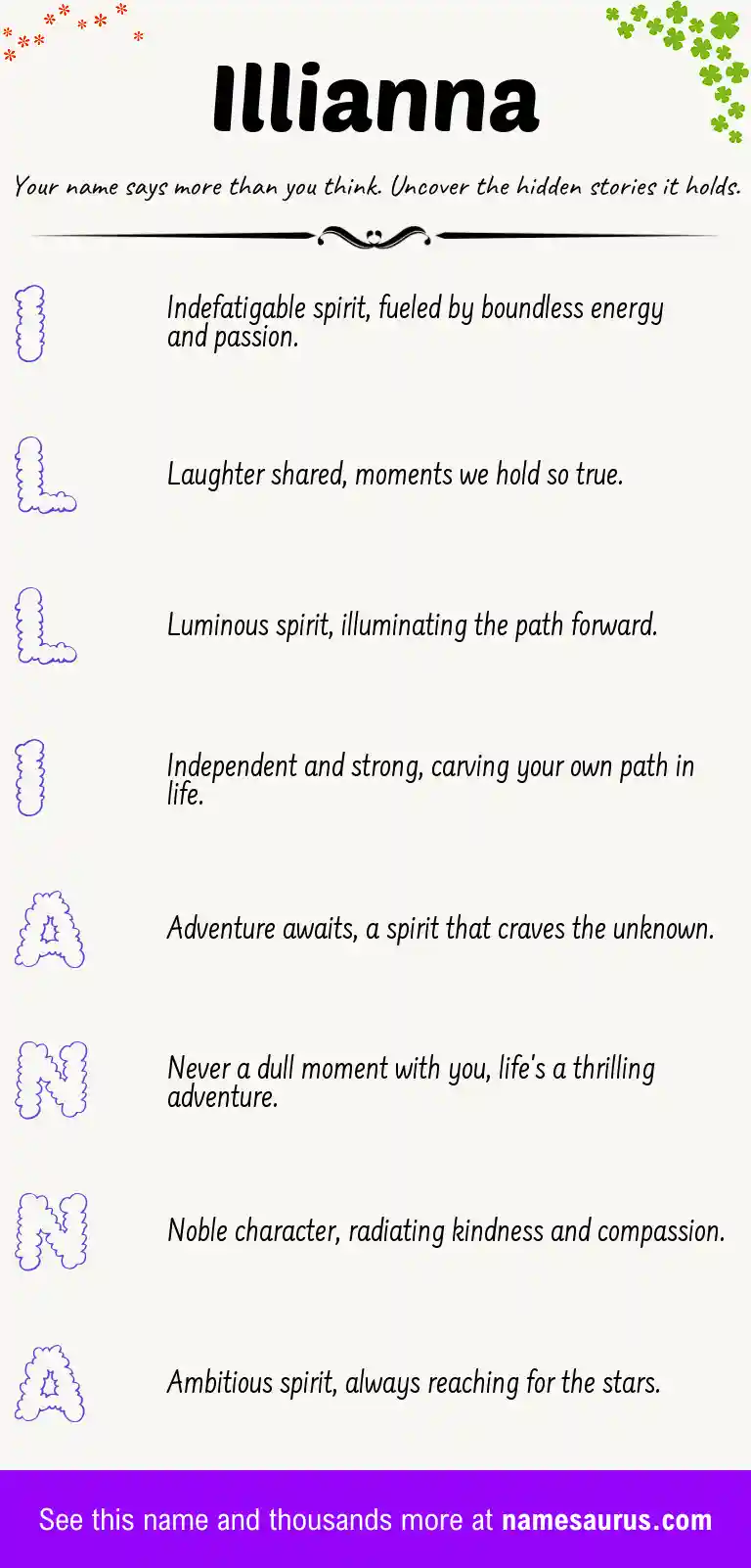 Acrostic poem about Illianna.