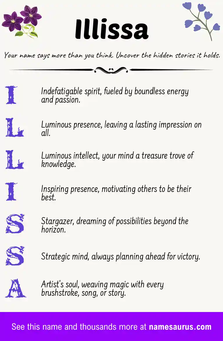 Acrostic poem about Illissa.