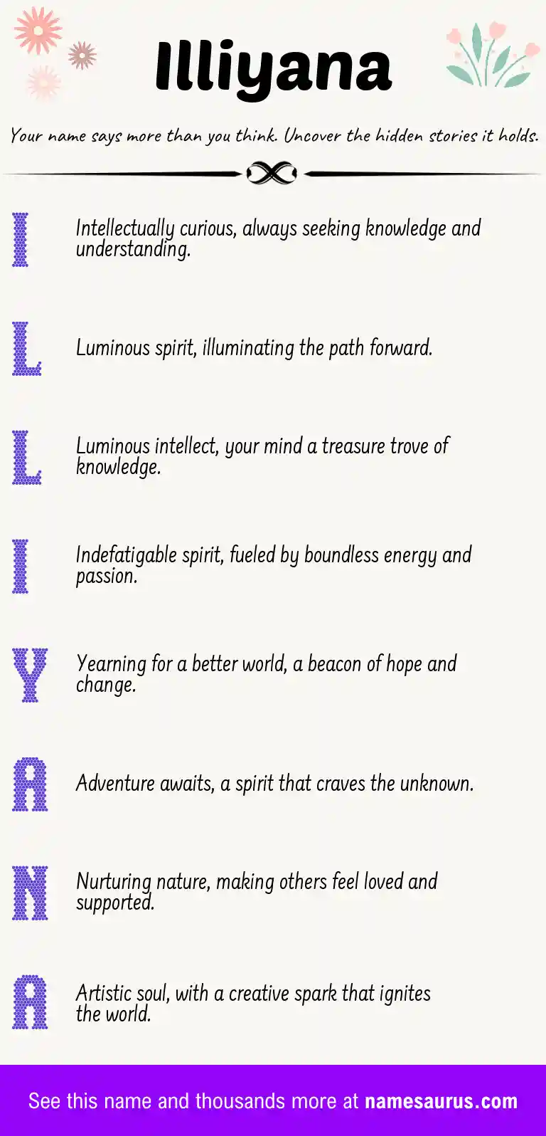 Acrostic poem about Illiyana.