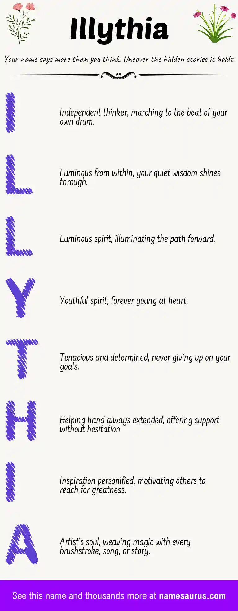 Acrostic poem about Illythia.