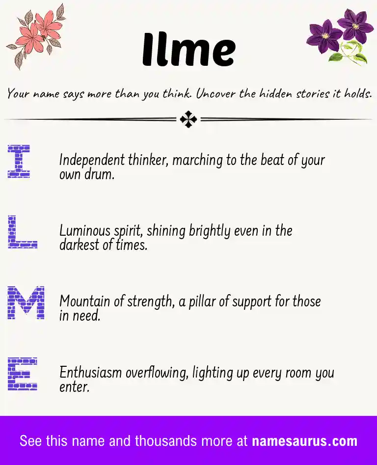 Acrostic poem about Ilme.