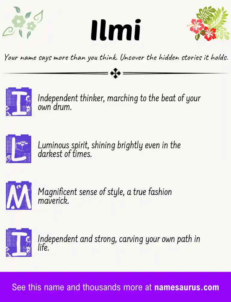 Acrostic poem about Ilmi.
