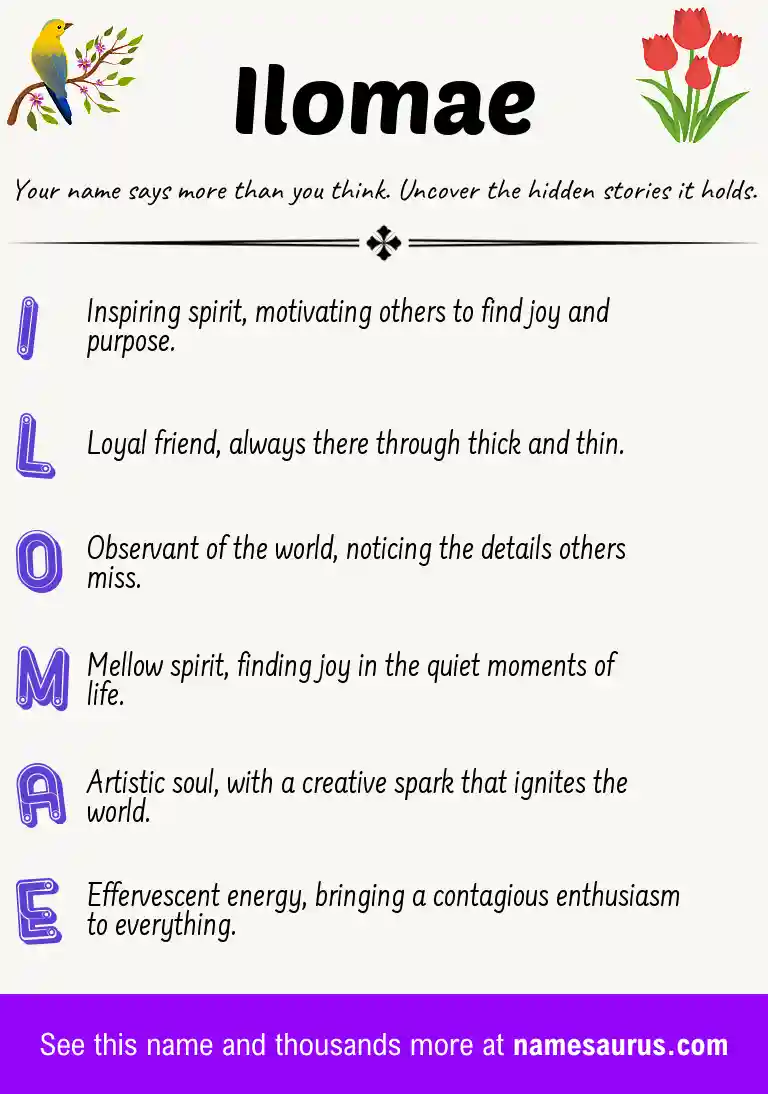 Acrostic poem about Ilomae.