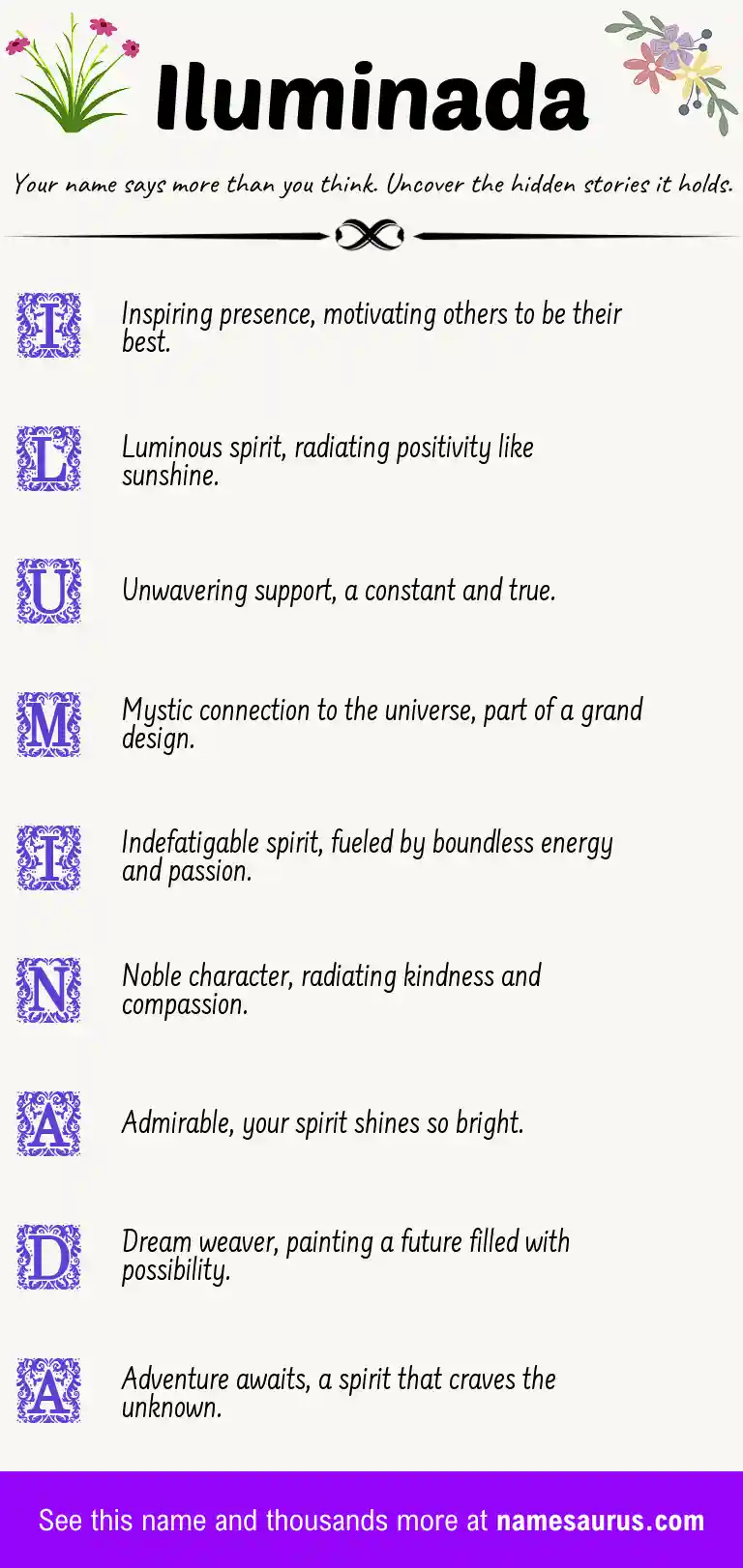 Acrostic poem about Iluminada.
