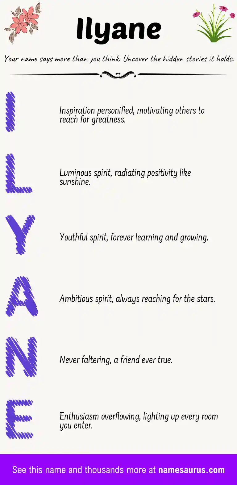 Acrostic poem about Ilyane.