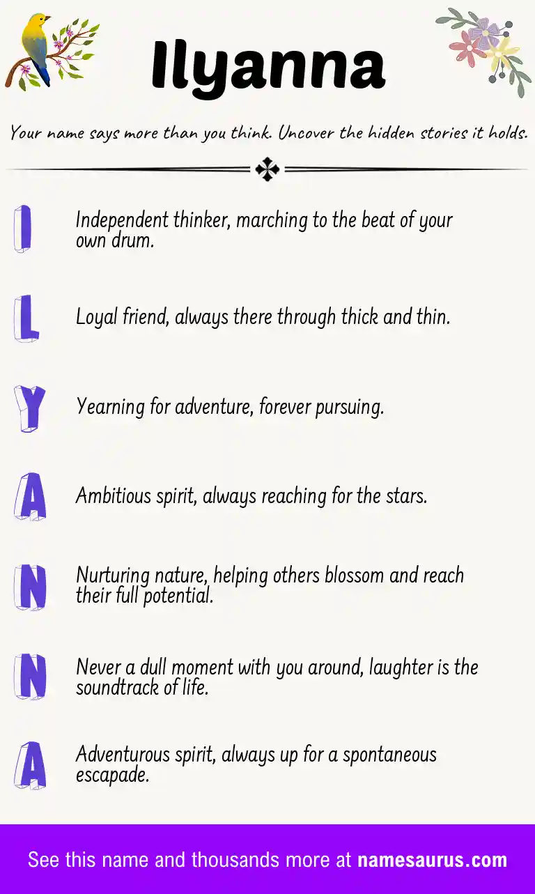 Acrostic poem about Ilyanna.