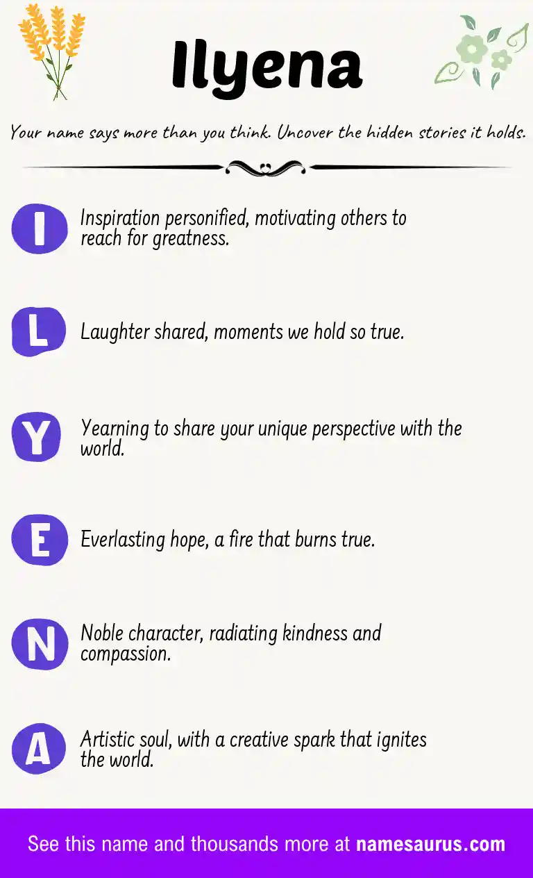 Acrostic poem about Ilyena.