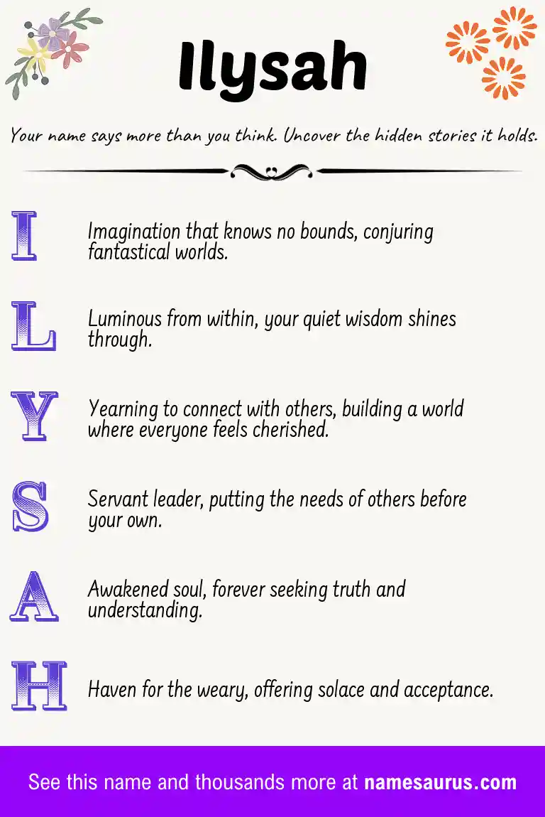 Acrostic poem about Ilysah.