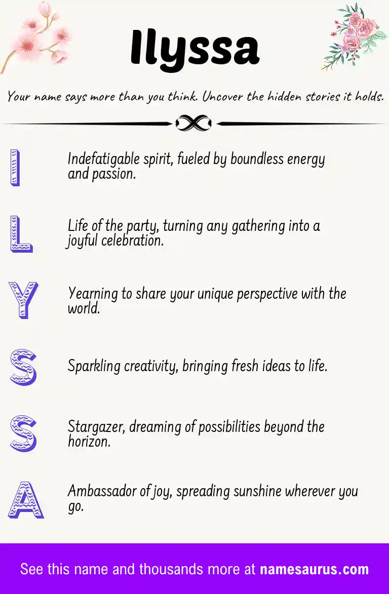 Acrostic poem about Ilyssa.