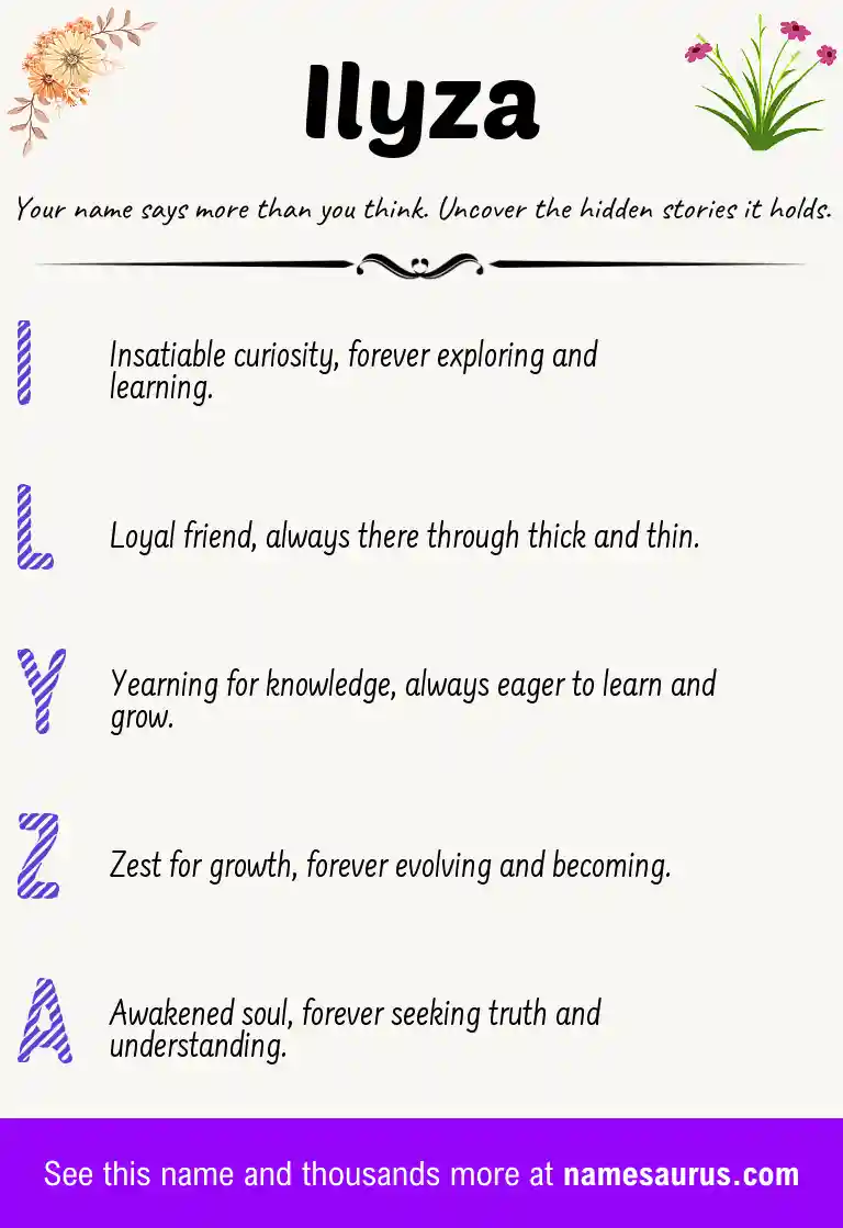 Acrostic poem about Ilyza.