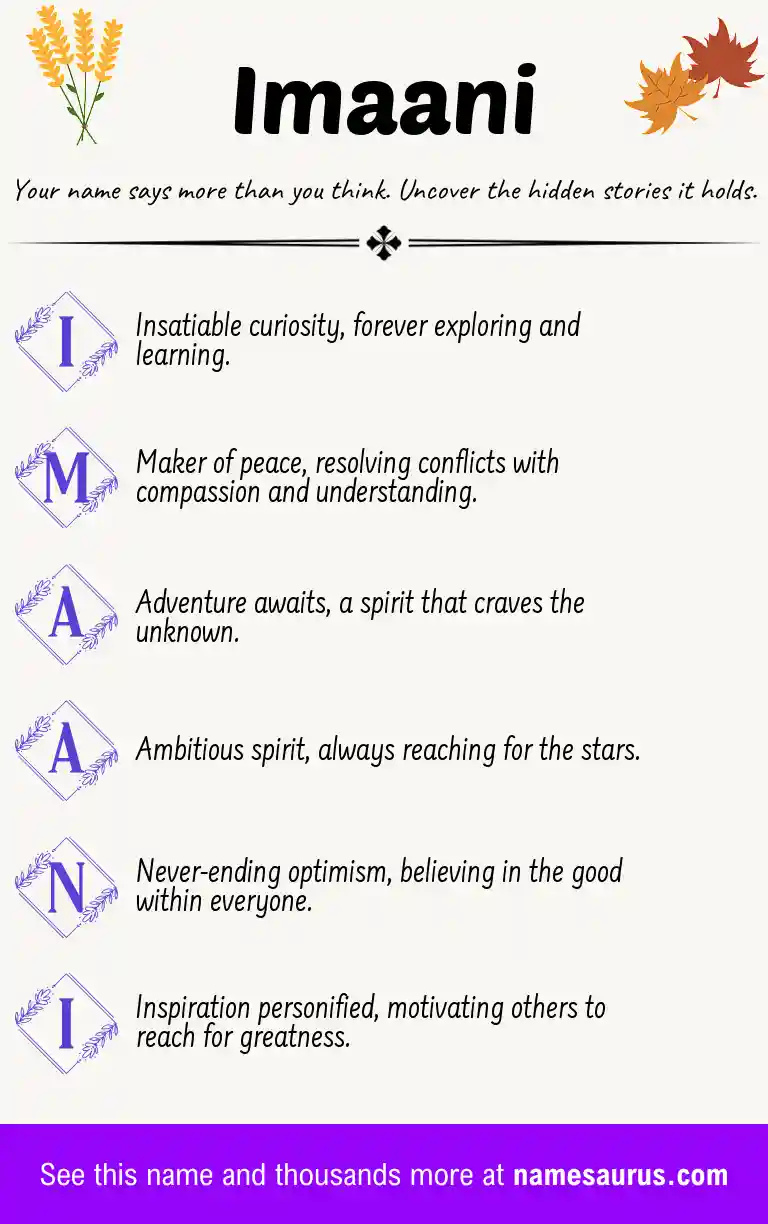 Acrostic poem about Imaani.