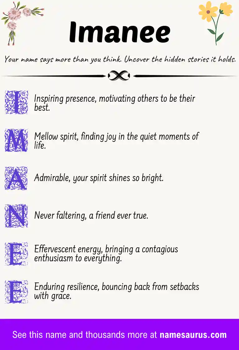 Acrostic poem about Imanee.