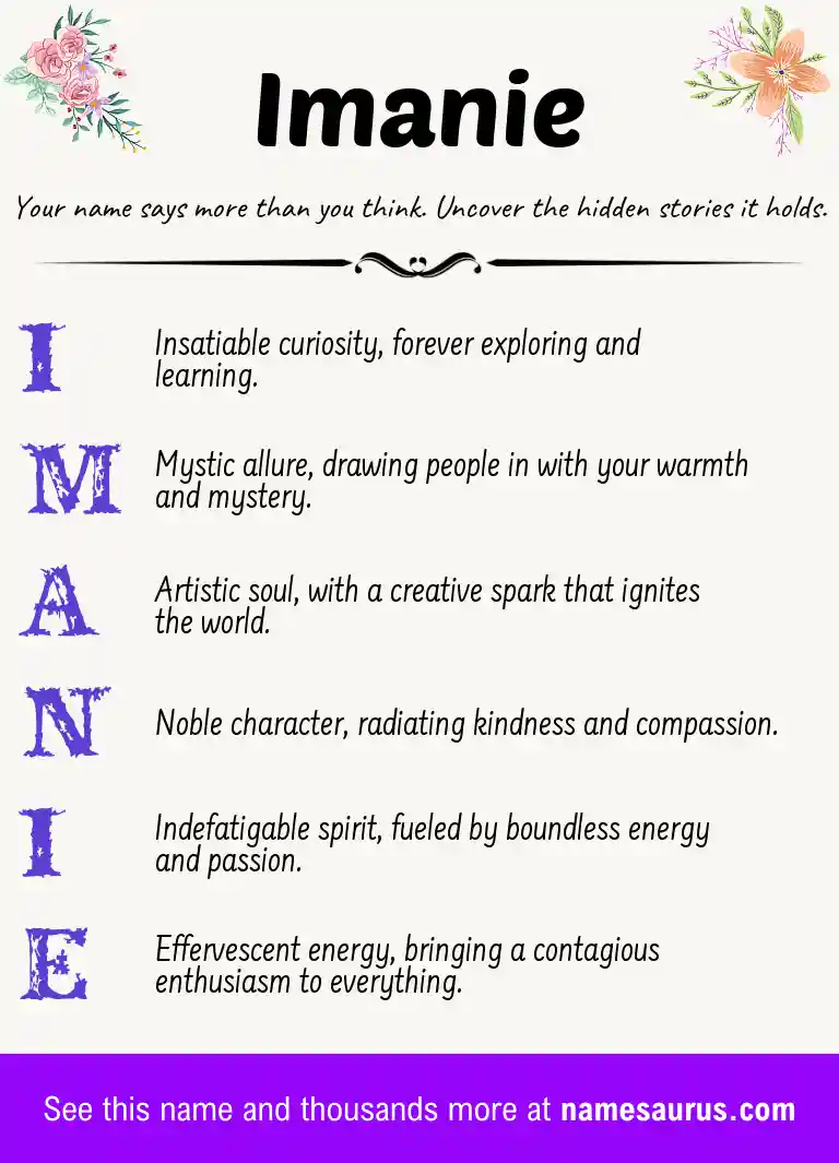 Acrostic poem about Imanie.