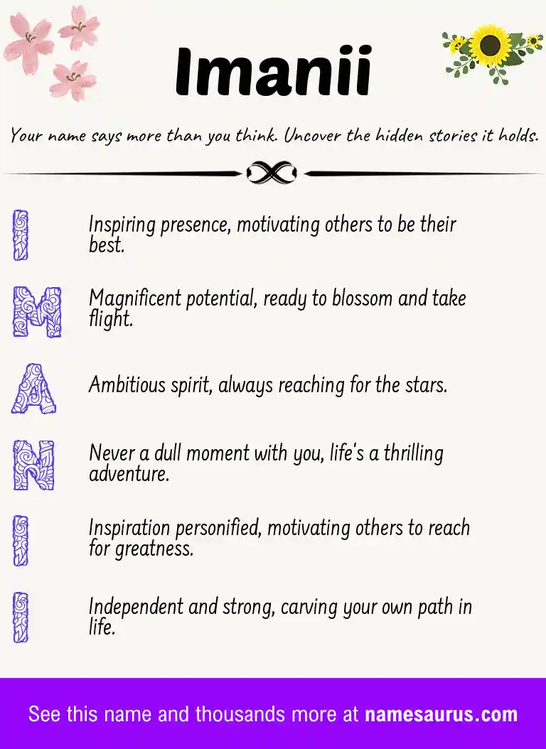 Acrostic poem about Imanii.