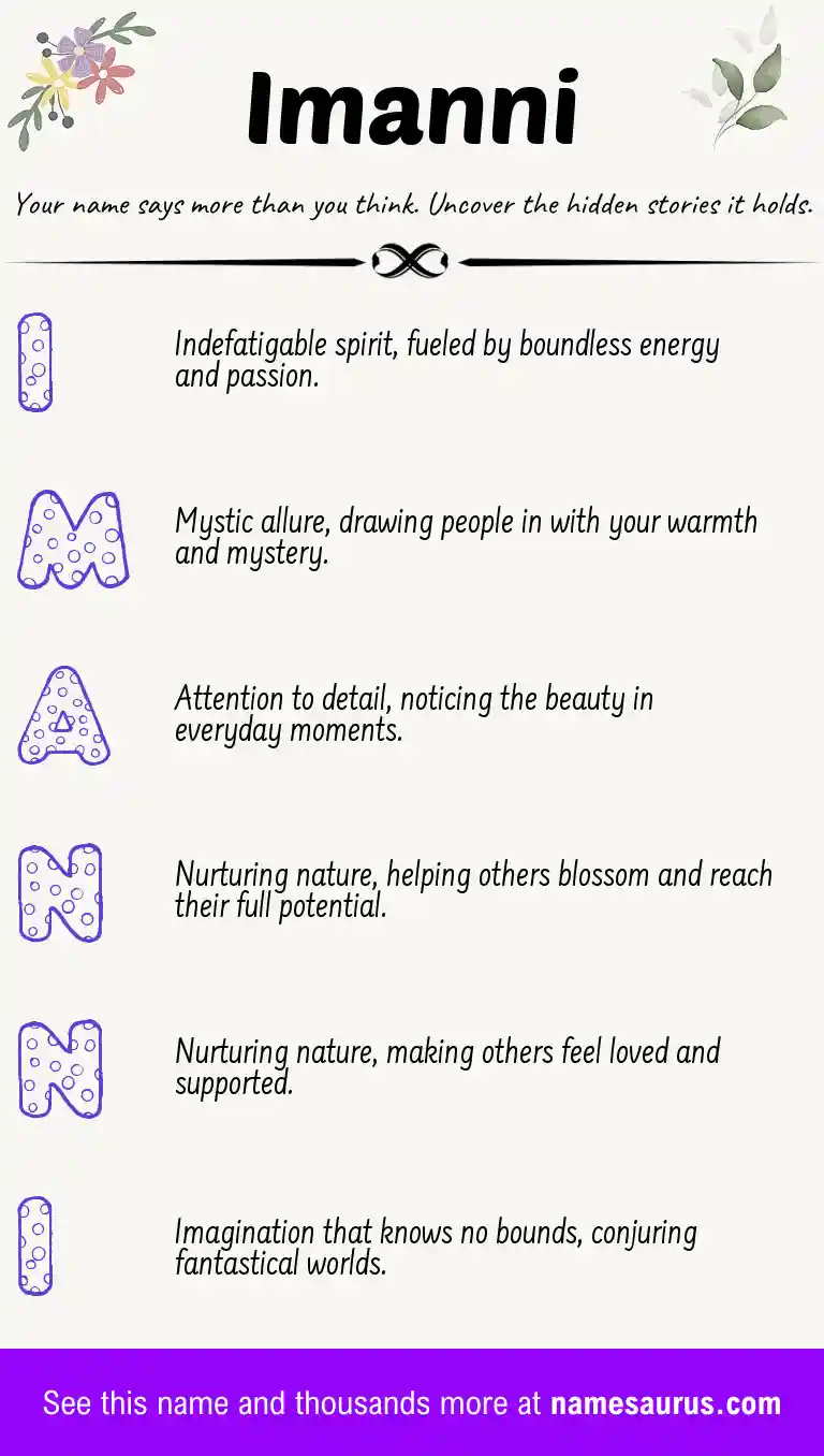 Acrostic poem about Imanni.