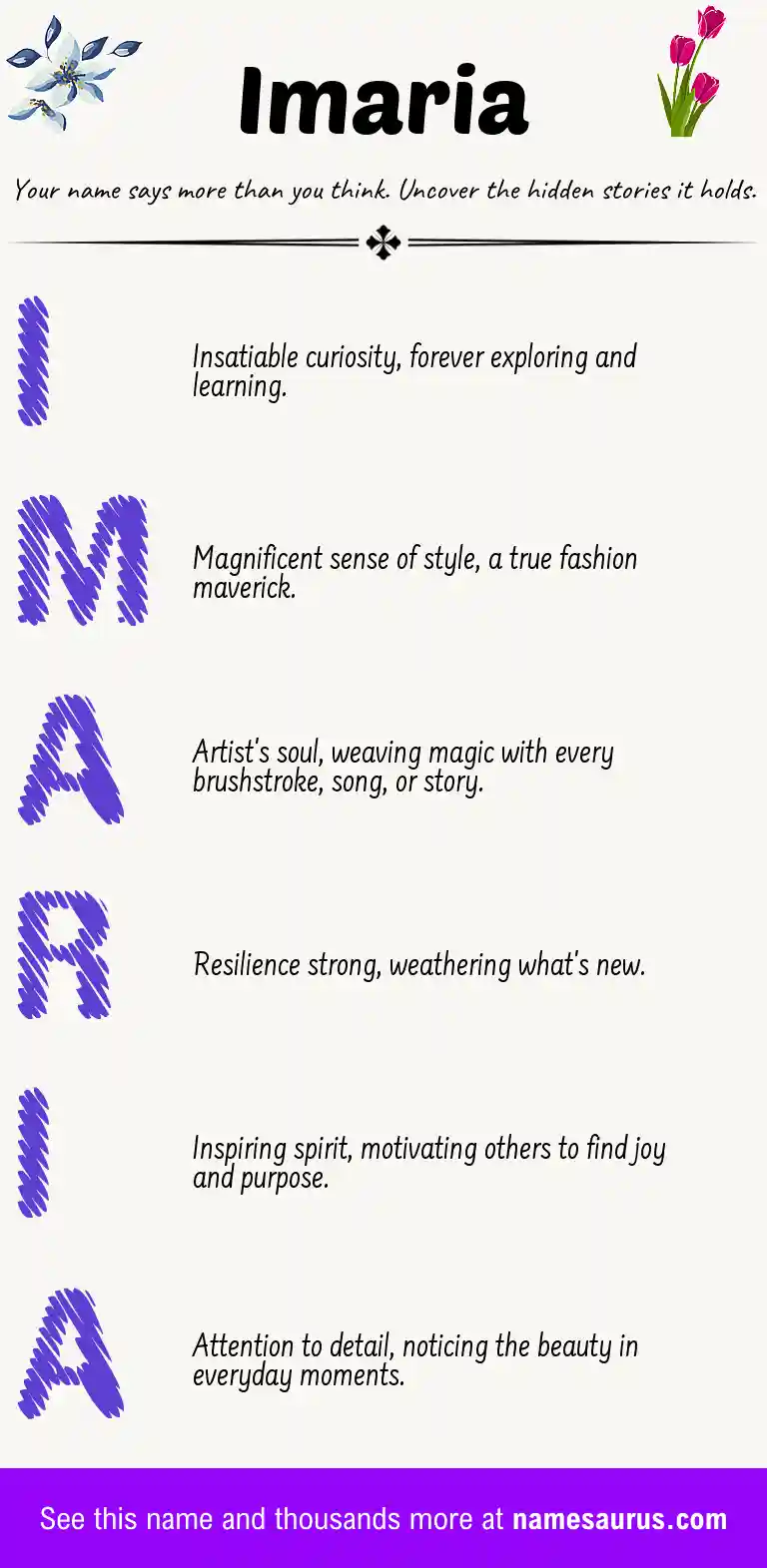 Acrostic poem about Imaria.