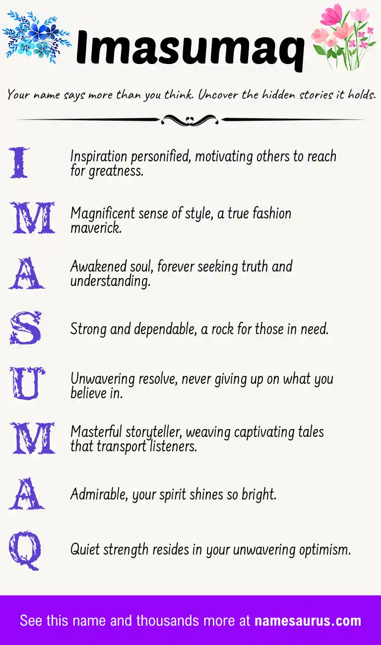 Acrostic poem about Imasumaq.