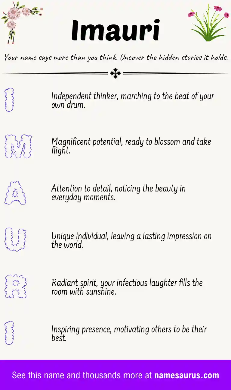 Acrostic poem about Imauri.