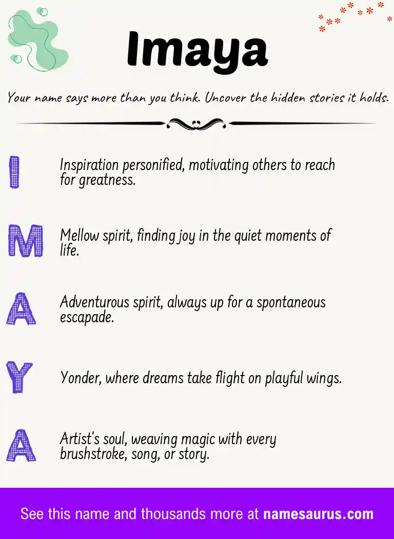 Acrostic poem about Imaya.