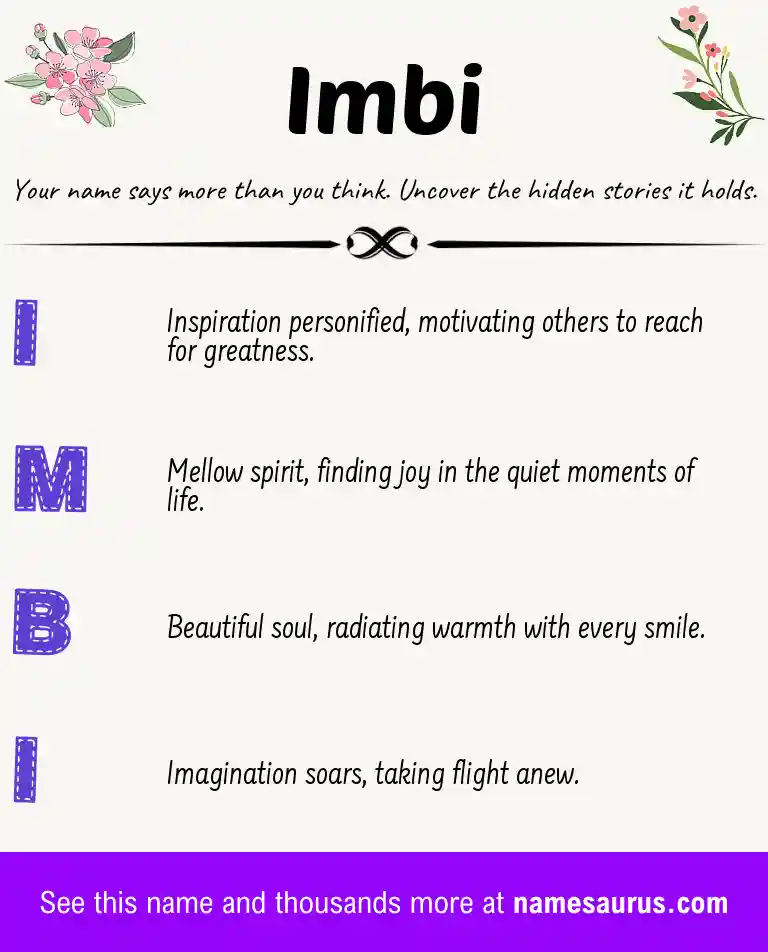 Acrostic poem about Imbi.
