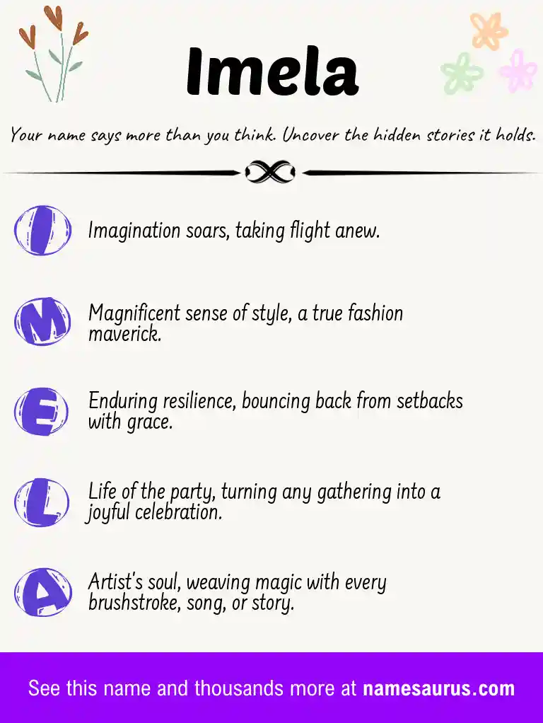 Acrostic poem about Imela.